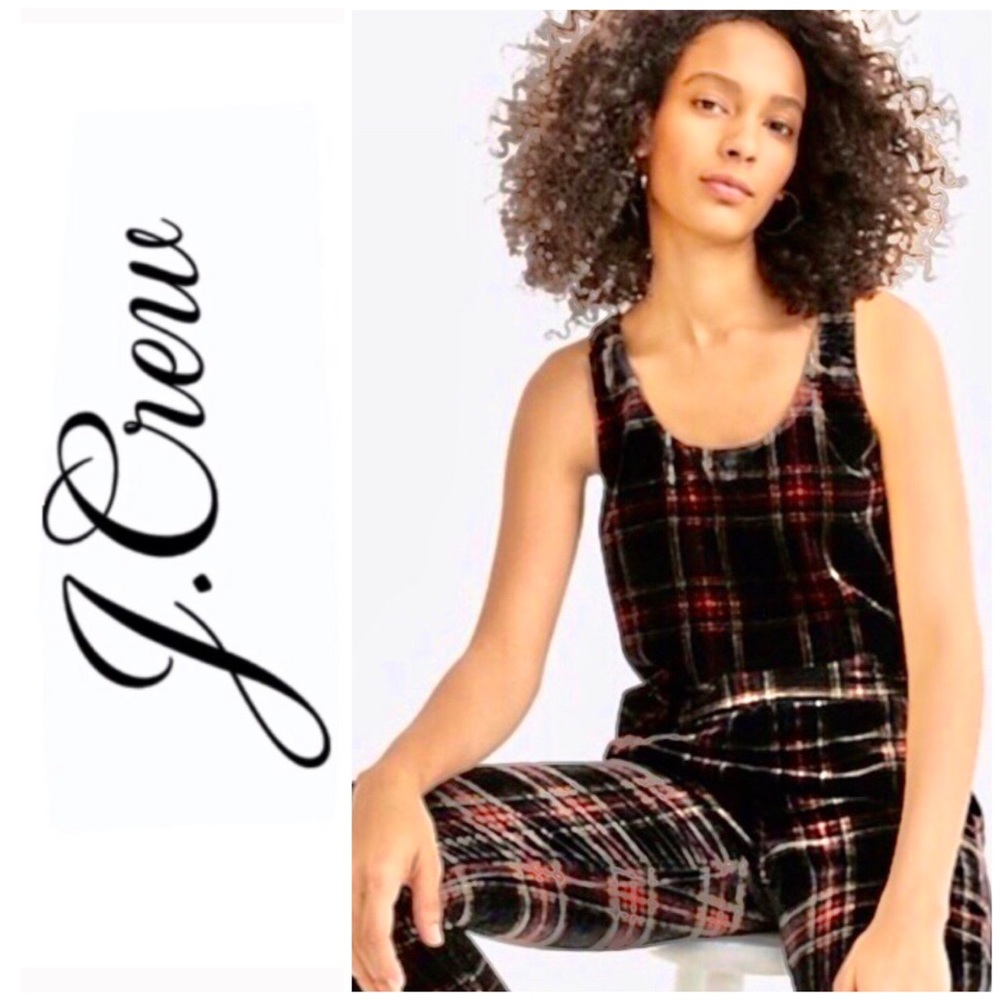 J Crew Stewart Plaid Velvet Tank